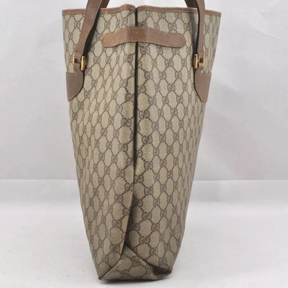 AUTH GUCCI Vintage Gucci GG Monogram Large Shoulder Bag Tote - Picture 3 of 13